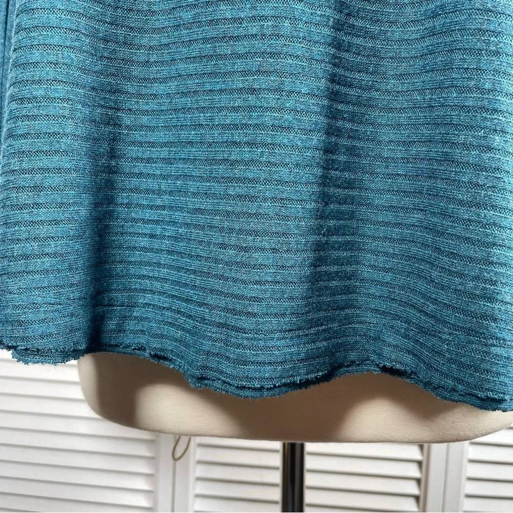 💙 Free People “We The Free” Ribbed Cowl Neck Top – Teal Heather - Picture 3 of 12